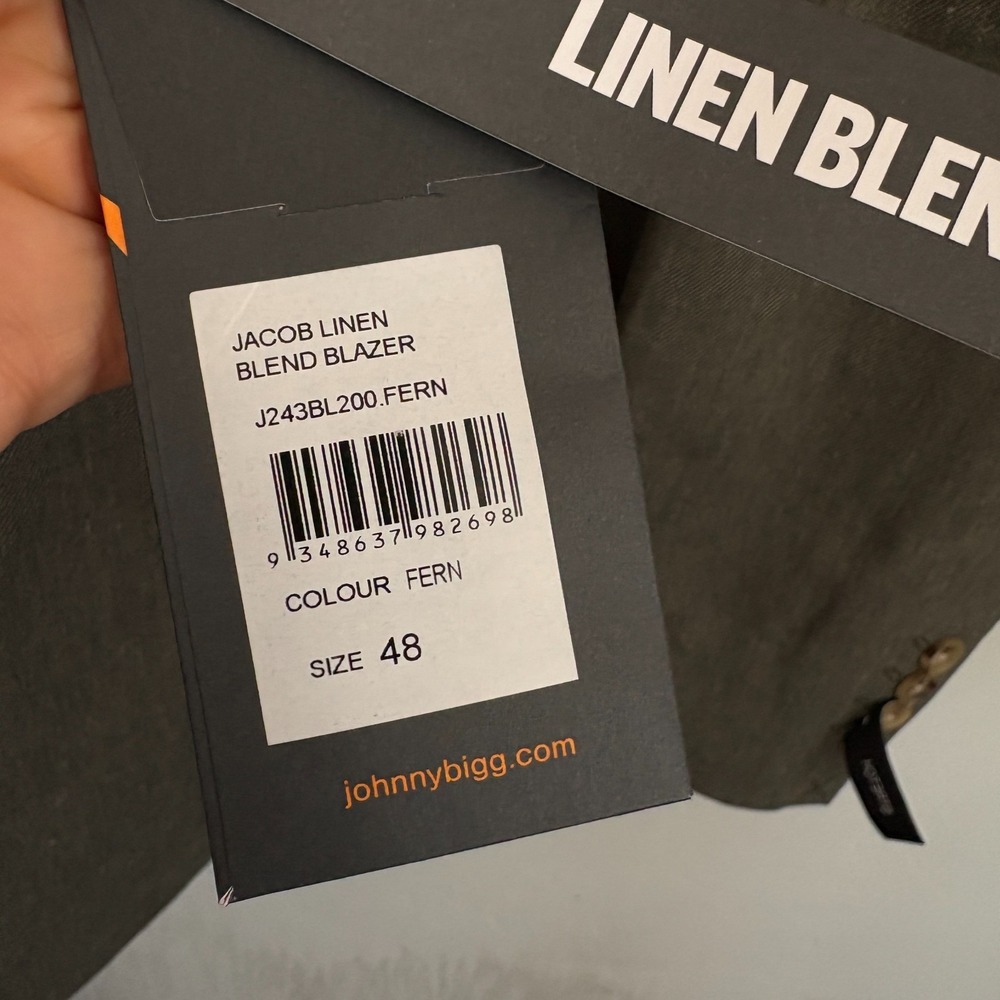 Johnny Bigg Jacob Linen Blend Blazer Sport Coat Men Size 48 Green 2 Button New - Picture 9 of 15